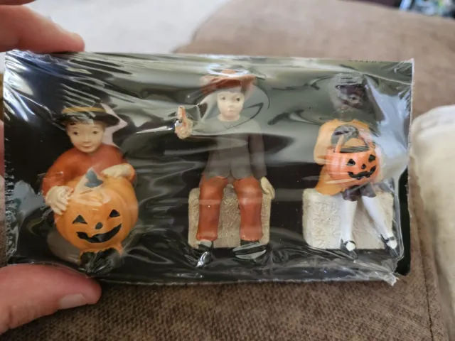 Dollhouse Miniature Halloween Fall Kids Sitting With Pumpkins Decor Scenery