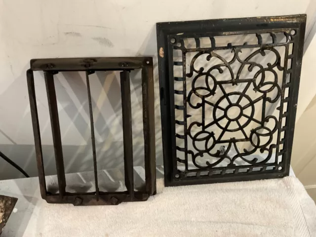 antique cast-iron wall grate with louvers