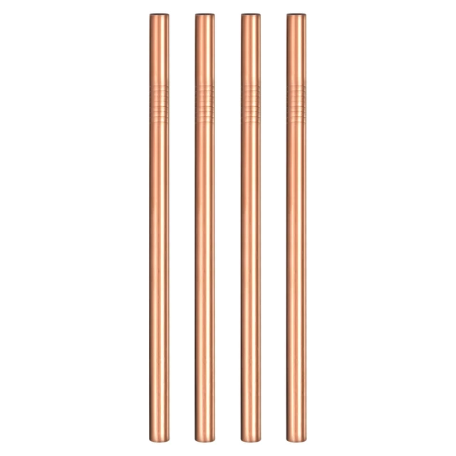 4Pcs 8.46" Long Stainless Steel Straight Straws for Travel Mugs(Rose Gold)