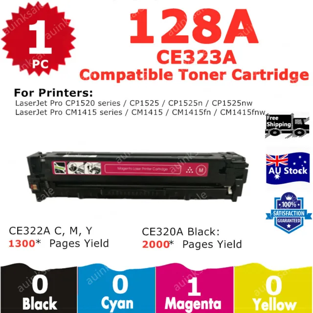 1x Compatible Toner 128A CE323A Magenta For HP CM1415fn CP1525nw CM1415fnw MFP