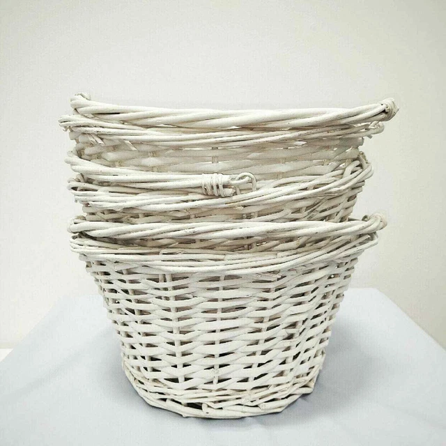3 cestas blancas de mimbre de Pascua - pequeñas