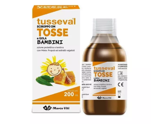 Tusseval Sciroppo Naturale Per Bambini  Tosse E Gola 200 Ml  Miele E Propoli