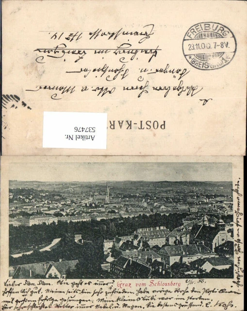 537476,tolle AK Graz vom Schlossberg 1900