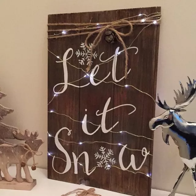 Let It Snow decorazione in legno con 20 luci led - Natale - La casetta country