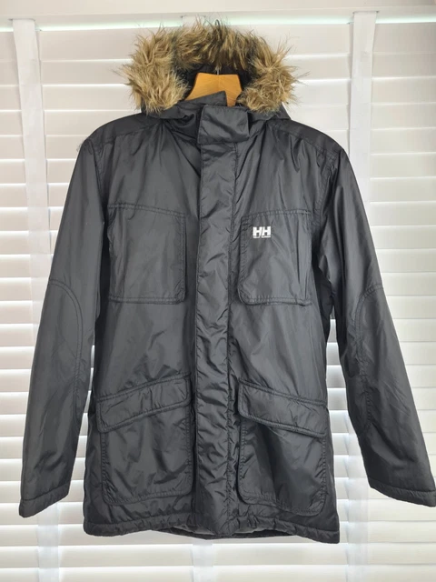 Giacca parka in pelliccia con cappuccio Helly Hansen ragazzo 14 nera Dublino taglia 164 età 14