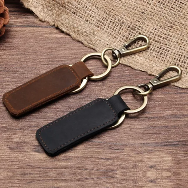 KEY CHAIN & LEATHER Belt Loop Key Holder Ring Keyring Keychain Keyfob Detachable
