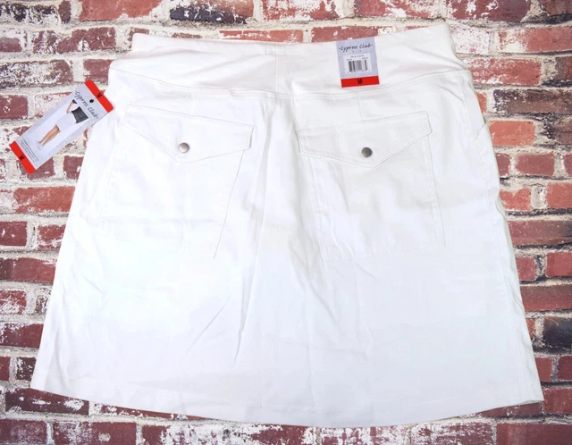 NEW WOMENS MEDIUM White Cypress Club Tummy Smoothing Skort Skirt