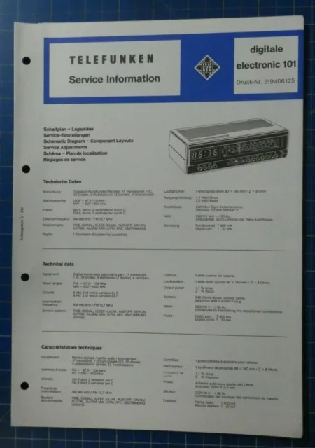 Telefunken Service Information digitale electronic 101 H11955