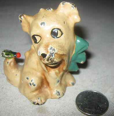 ANTIQUE HUBLEY SOLID CAST IRON DOG w/ FLY ART STATUE PAPERWEIGHT TOY DOORSTOP