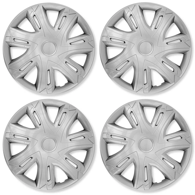 Kit Copricerchi Storm Cartrend 4 Pezzi - Dadi Cromati, Diametro 15 Pollici, Colore Argento - Foto 9