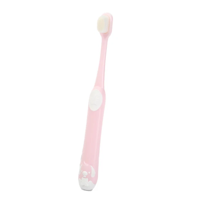 Cepillo de dientes para niños con forma linda mano de obra fina para niños cerdas suaves cepillo de dientes rosa