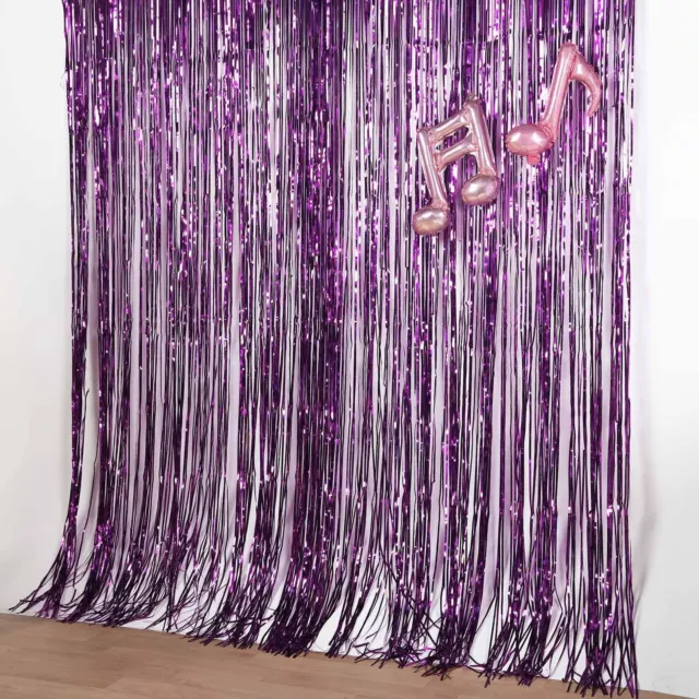 PURPLE Sparkling Metallic FOIL CURTAIN 3 ft x 8 ft Party Wedding Decoration