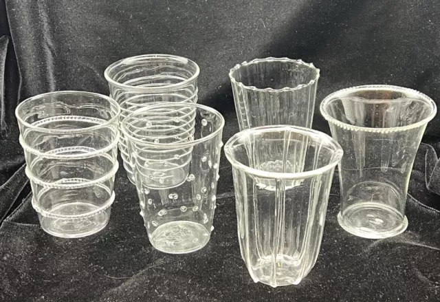 6 ROOST Dainty Borosilicate Glass Tumblers All Different Hand Blown Designs