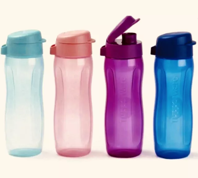 Tupperware Bottle Eco Water Drink 500ml Flip Top Aqua Blue Purple or Pink NEW