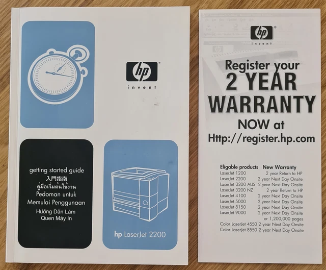 HP LaserJet 2200 - Getting Started Guide + Warranty Card