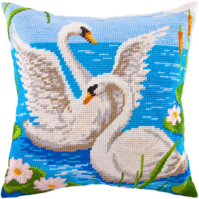 CISNES"" funda de almohada a punto de aguja/tapiz vintage funda de almohada ""CISNES"" kit de bordado