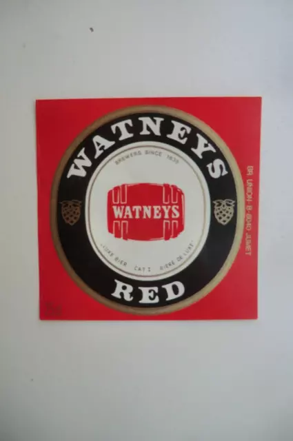 Mint Watneys Red Luxe Bier Br Union Jumet Brewery Beer Bottle Label