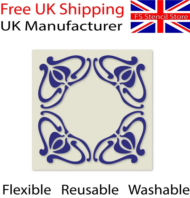 ART NOUVEAU FRAME Design Tile Crafting Upcycling Stencil 10cm Or 15cm art-nouveau-frame-design-tile-crafting-upcycling-stencil-10cm-or-15cm