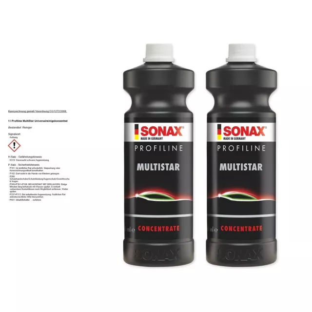 2x 1 L LITER SONAX PROFILINE MULTISTAR CONCENTRATE UNIVERSAL REINIGER KONZENTRAT