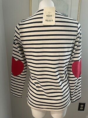 Saint James Vaujany Striped Shirt Heart Shaped Elbow Patches Size 8/40 NWT $175.