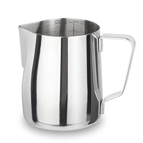 Milk Frothing Pitcher 12oz, Espresso Cappuccino Steaming Pitcher, Stainless S...