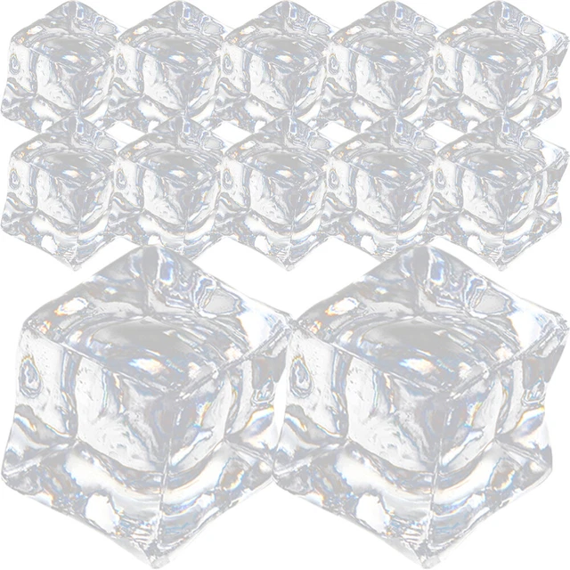 60 cubitos de hielo transparentes falsos cubitos de hielo decorativos cristal cuadrado artificial falso