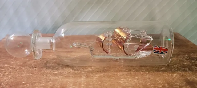Vintage Blown Glass Mayflower Ship in a bottle .