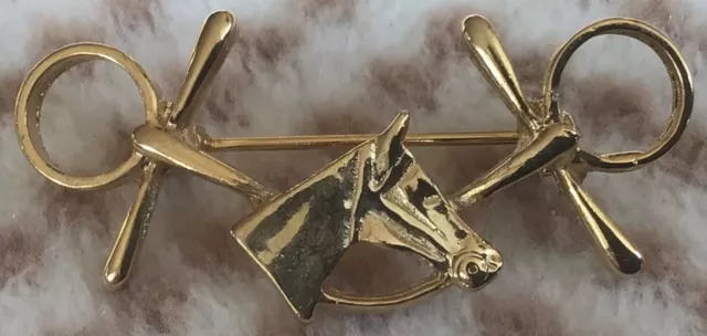 Horse Head Snaffle Bit Costume Gold Pin