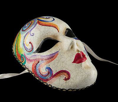 Mask from Venice Volto Face Rainbow IN Paper Mache Handmade Single 2587 3