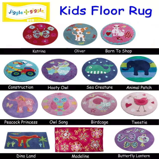 Kids Children Girls Boys 100% Cotton Floor Bedroom Rug Mat by Jiggle & Giggle 2