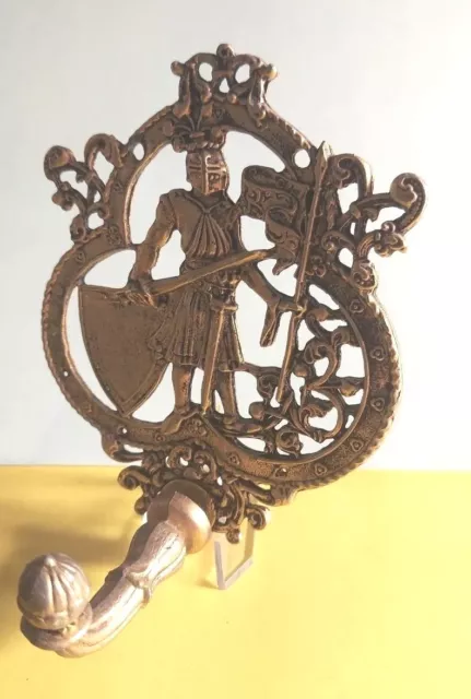 Vintage James Papalia Original Knight Rare Ornate, 1963 Brass Towel Hook Signed