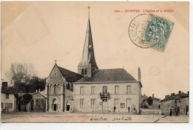 SUIPPES - Marne - CPA 51 -  la mairie et l'église -