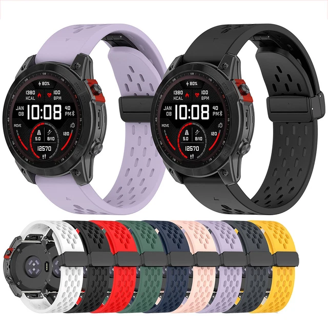 SCHIK Vervangende polsband bandjes voor Garmin Fenix 6X 6 Pro 5X 5 Plus 7 7X 3 3HR Easyfit 22 26 mm siliconen snelsluiting armband, 22mm Fenix 6 6Pro, agaat