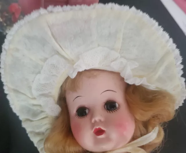 Antique DOLL BONNET OLD HAT White Great For French German Bisque Other Baby Doll