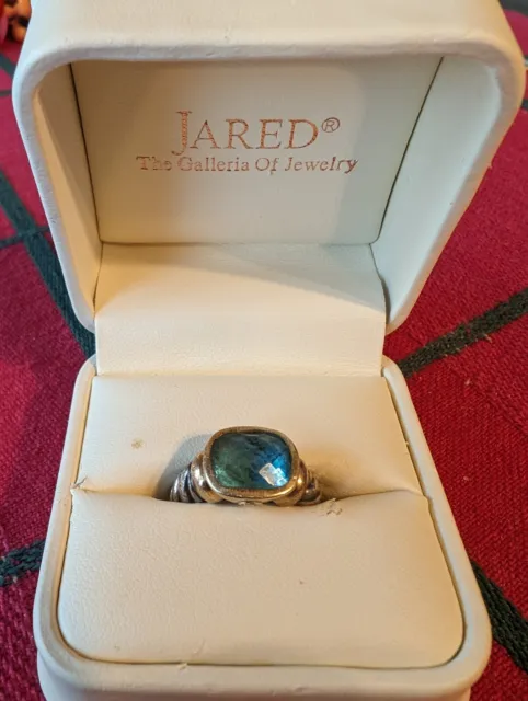 DAVID YURMAN SILVER BLUE TOPAZ  NOBLESSE RING 14K Gold USED