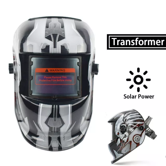 Solar Auto Darkening Welding Helmet Arc Tig Mig Red Flame Welder Large View AU