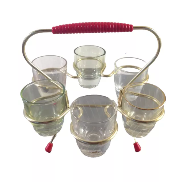 Schnapsgläser 4,8 cm 6er Set 50er 60er Gläser Glas mit Halter Ständer