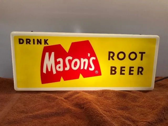 Rare! Mason's  Root Beer Lighted Sign  Cola Soda