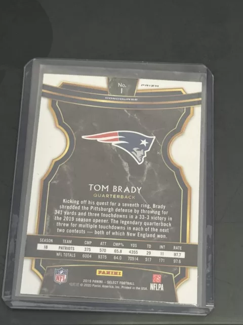 Tom Brady 2019 Panini Select #1 Concourse Silver Prizm Refractor Patriots Sp! 2