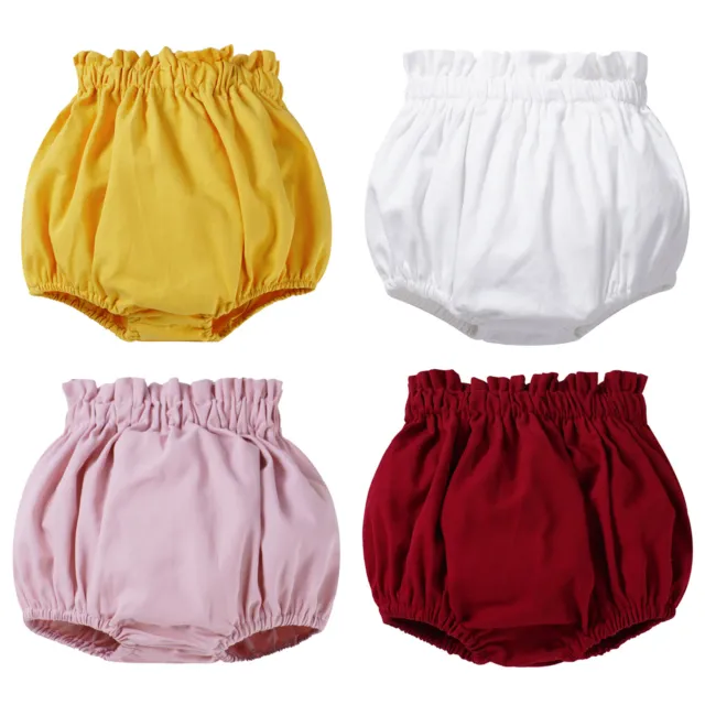 Baby Girls Bloomers Casual Clothes Solid Elastic Waistband Bottoms Simple Shorts