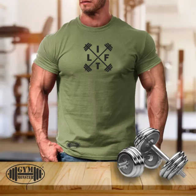Lift T Shirt Gym Clothing Bodybuilding Training Workout Exercise Fitness MMA Top