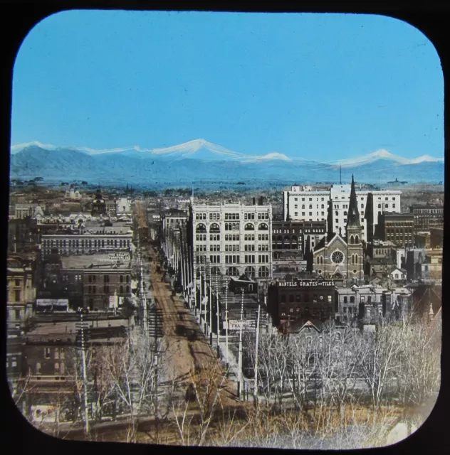 Glass Magic Lantern Slide VIEW OF DENVER C1893 VICTORIAN PHOTO USA