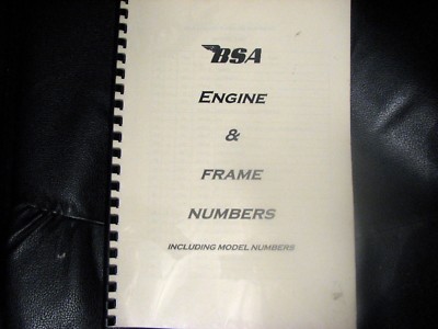 BSA ENGINE & Frame Number Identification Manual Bw53 1931 - 1974 £8.50 ...