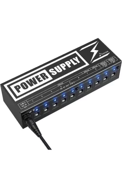 Donner DP-1 Guitar Pedal Power Supply High Current 10 Isolated DC Output for...