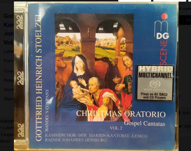 MDG SACD Hybrid STOELZEL: CHRISTMAS ORATORIO Gospel Cantatas Handel's Company