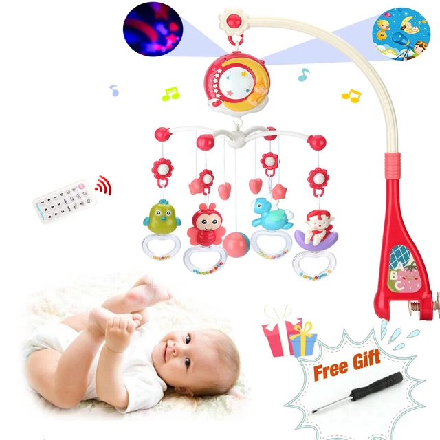 Red Baby Musical Bed Bell Kid Crib Mobile Cot Light Music Box Rattle Toy Nursery