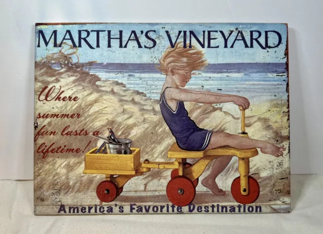 Vintage Art Reclaimed Summer Last Forever Martha’s Vineyard Wood Sign 9X12