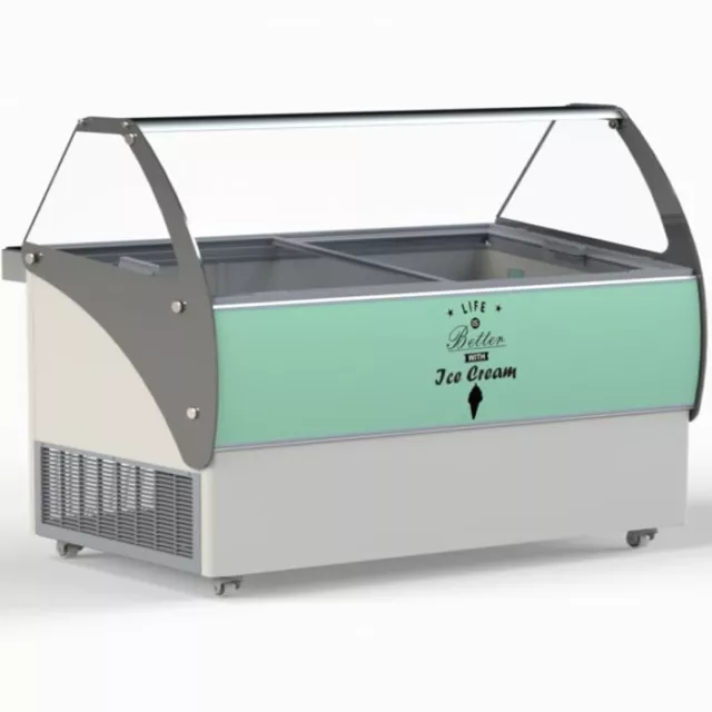 Elegante 56 Scoop Ice Cream Freezer New  13 Napoli Pan Display+Understorage