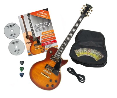 Rocktile Chitarra Elettrica Single Cut LP-Style in Mogano 2 Humbucker Arancio Honeyburst 