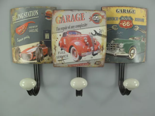 9977692 Hook Rail Wardrobe Metal Classic Car Garage Car Vintage 21x39cm